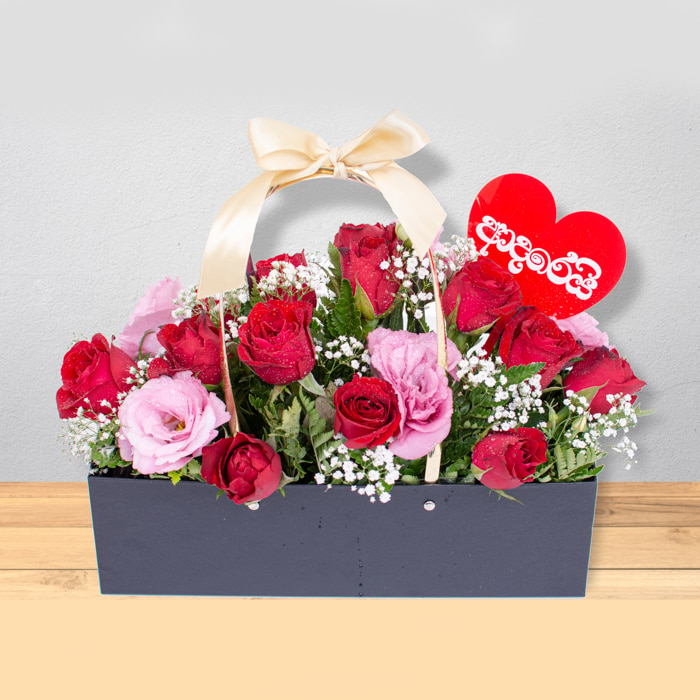 'adarei' Rose Bag Flower Arrangement With 12 Red Roses Online at Kapruka | Product# flowers00T1221