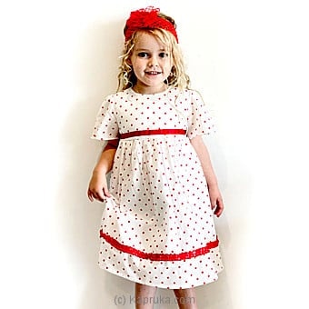 Tina White And Red Polka Dot Kids Cotton Dress Online at Kapruka | Product# clothing02591
