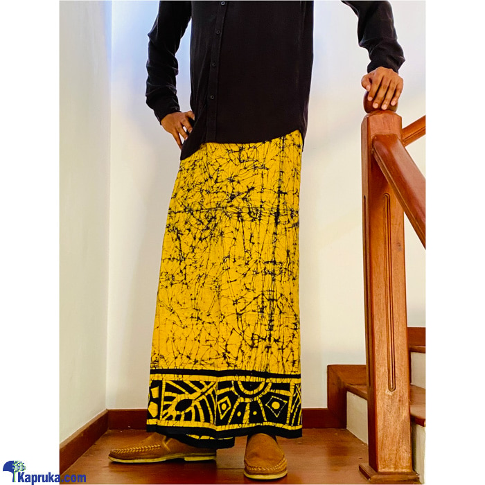 Yellow And Black Mixed Batik Sarong Online at Kapruka | Product# clothing02644