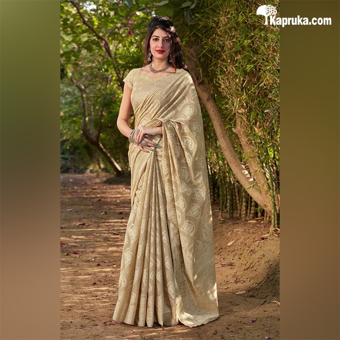Cream Banarasi (lucknowi Silk ) Saree Online at Kapruka | Product# clothing02781