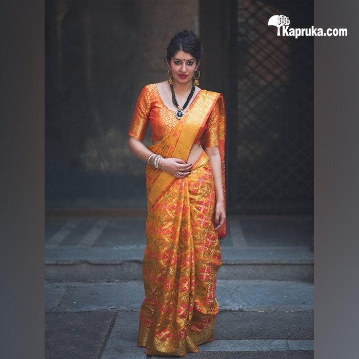 Orange Soft Banarasi Silk Saree Online at Kapruka | Product# clothing02785