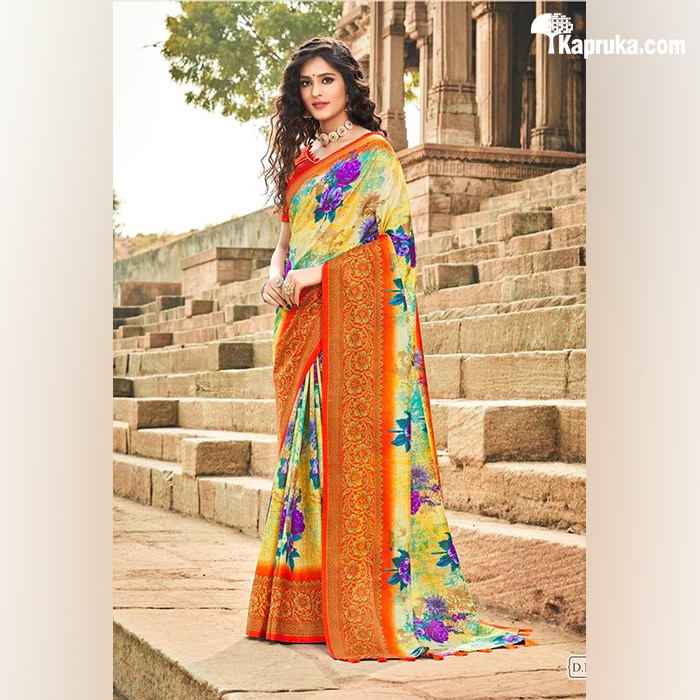 Yellow - Orange Soft Silk Saree Online at Kapruka | Product# clothing02789