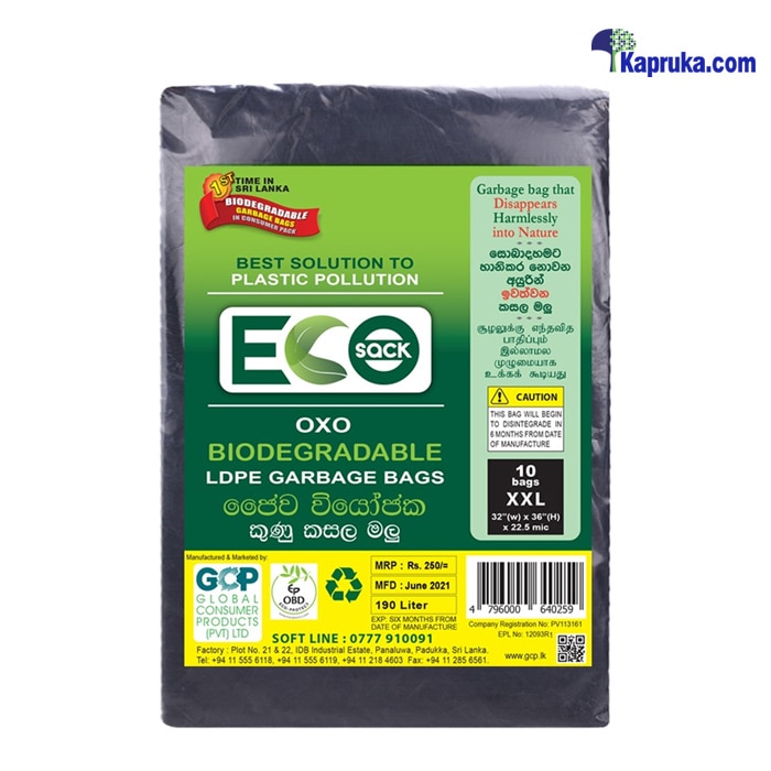 ECO Sack Biodegradable LDPE Garbage Bags XXL- 10bags Online at Kapruka | Product# grocery001986