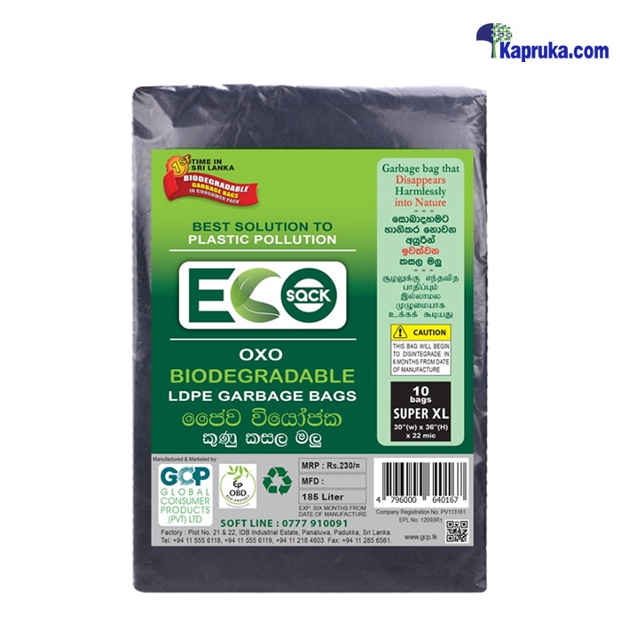 ECO Sack Biodegradable LDPE Garbage Bags Super XL- 10bags Online at Kapruka | Product# grocery001987