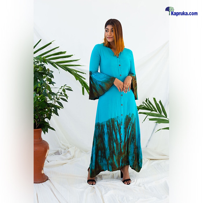 TR0170/ BLUE / brownish  orange - handmade batik shift dress with baggy sleeves Online at Kapruka | Product# clothing02877