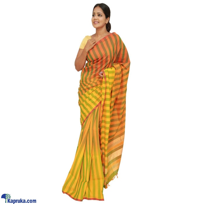 Multi Colour Yellow Stiped Standard Saree- C1496 Online at Kapruka | Product# clothing03110