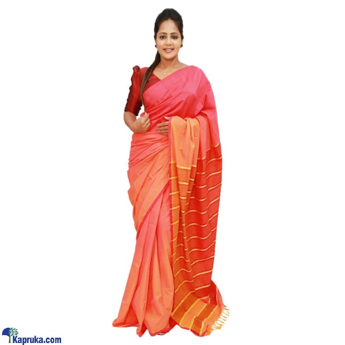 Orange And Pink Mixed Cotton Saree - C1504 Online at Kapruka | Product# clothing03107