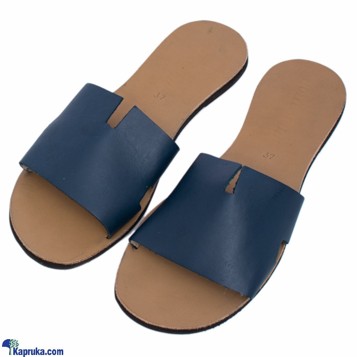 Blue Wide Open Slit Leather Slipper - Ladies Casual Footwear - Comfortable Teens Summer Flats Sandals - Size 37 Online at Kapruka | Product# fashion002062_TC2