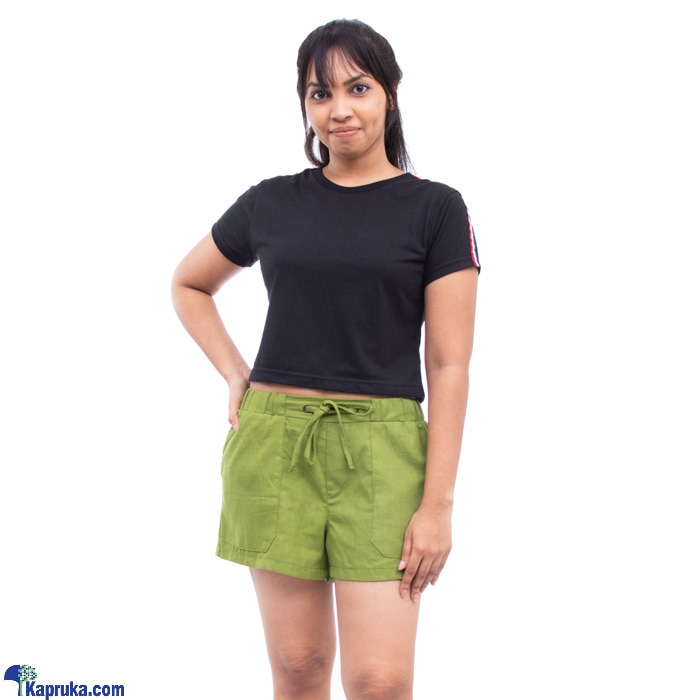 Linen Short With Front Knot- Green Colour Online at Kapruka | Product# clothing03210