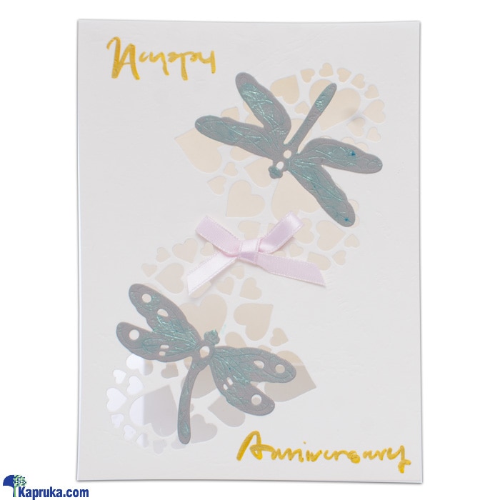 'happy Anniversary' Hand Made Hearts And Dragonflies Greeting Card Online at Kapruka | Product# greeting00Z314