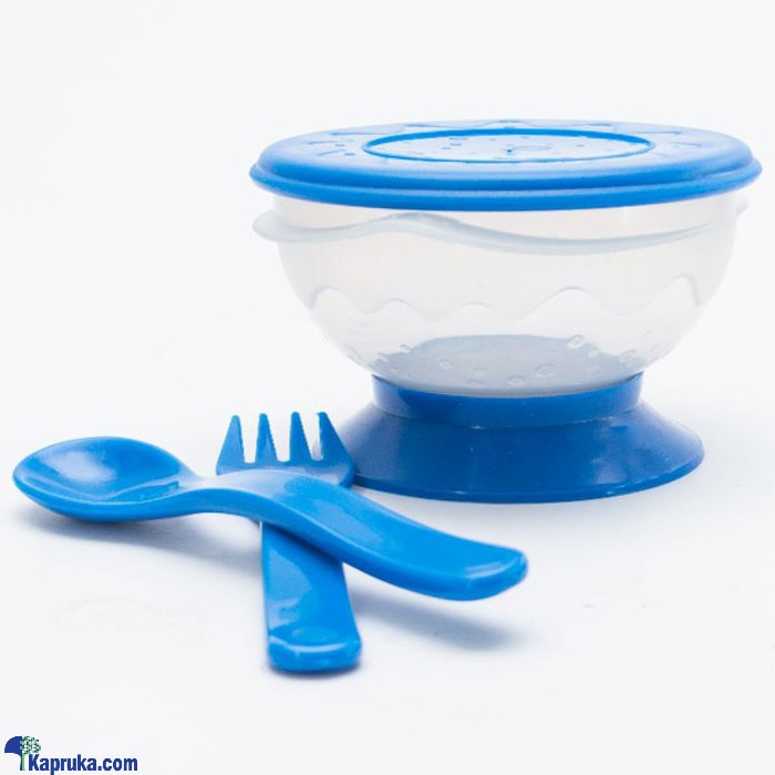 APPLE BABY SUCTION BOWL - TODDLER FEEDING BOWL WITH FORK AND SPOON - INFANT FEEDING BOWL WITH LID -FOOD BOWL Pink Online at Kapruka | Product# babypack00495_TC1