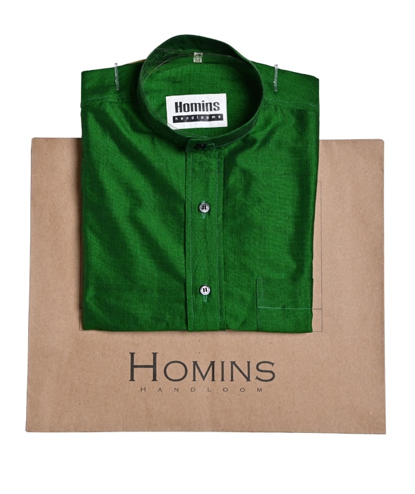 Homins Handloom Gents Shirt- Green Short Sleeve Online at Kapruka | Product# clothing03537