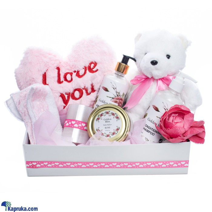 Premium Blissful Rose - Premium Rose Bliss Women Gift Pack, Body Lotion,conditioning Shampoo,body Butter, Plush Pillow Heart, Rose, Face Towel, Teddy Online at Kapruka | Product# giftset00300