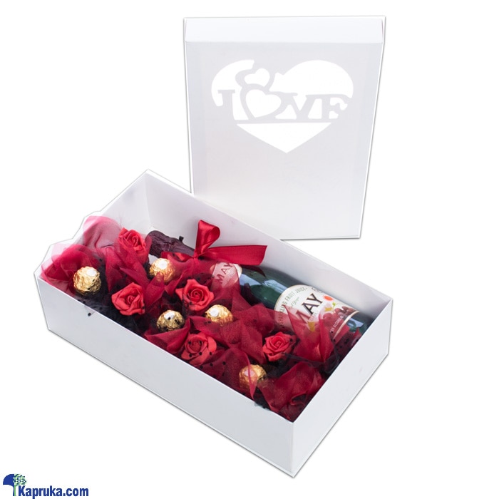 Celebrate With Red Roses - Nonalcoholic Wine Bottle,chocolate, Roses For Family, Friends, Coworkers - Gift Box Online at Kapruka | Product# giftset00305