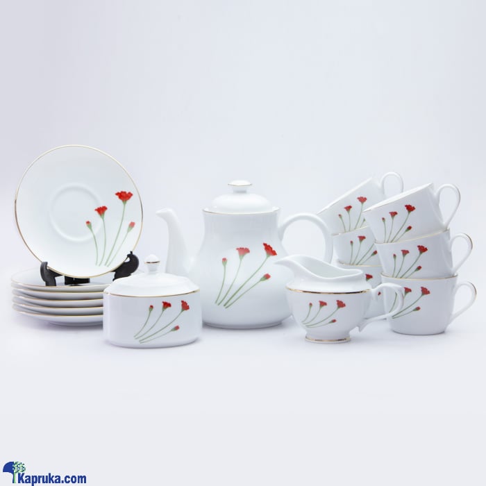 Dankotuwa Red Flower 17 Pieces Tea Set Online at Kapruka | Product# porcelain00120