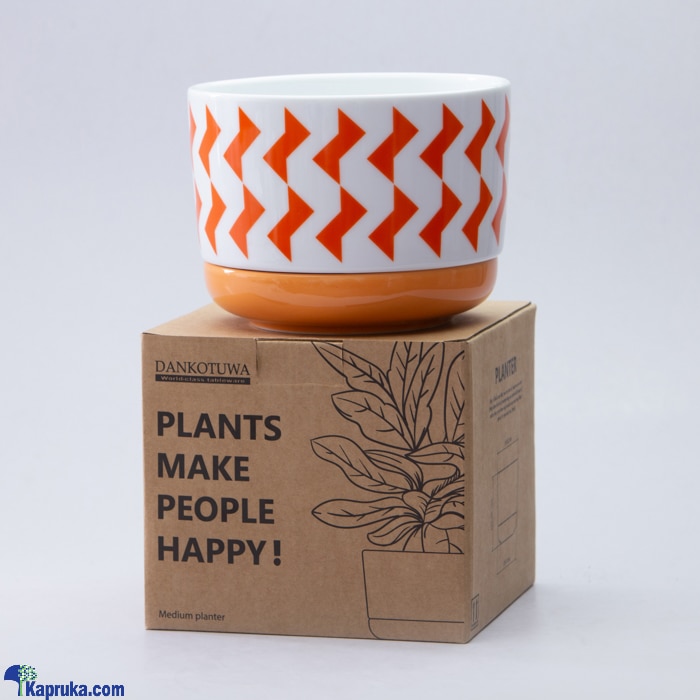 Dankotuwa Orange Geometric Medium Planter Bowl Online at Kapruka | Product# porcelain00122