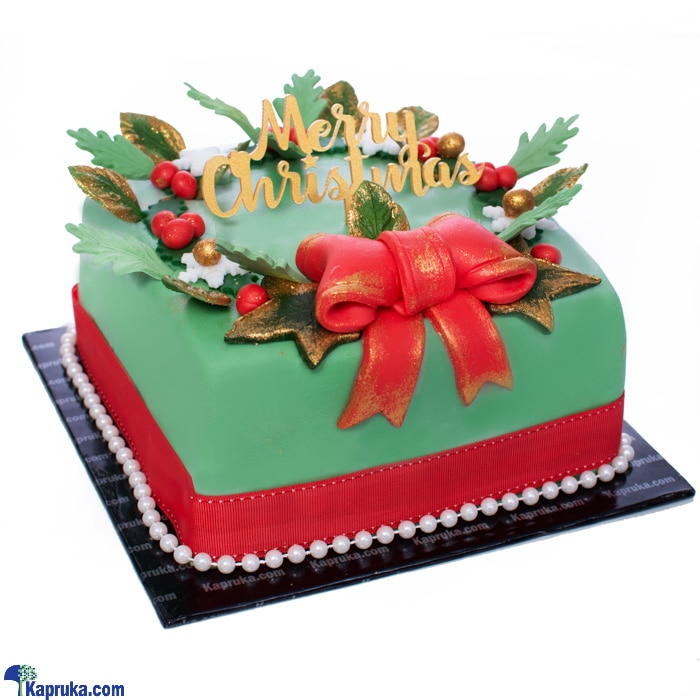 'merry Christmas' Christmas Wreath Ribbon Cake Online at Kapruka | Product# cake00KA001221