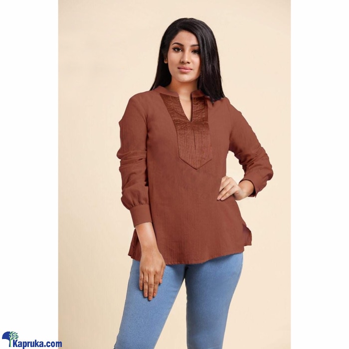 Soft Cotton Kurta Top Brown Online at Kapruka | Product# clothing03590