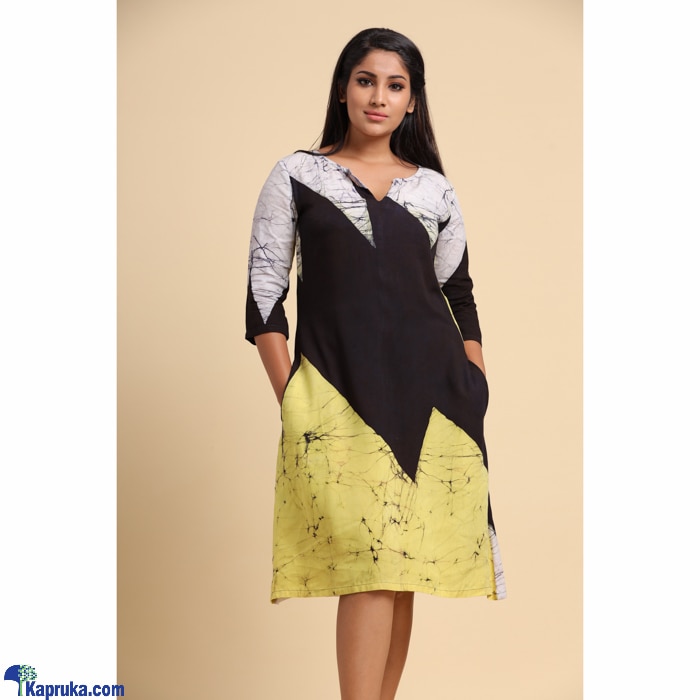 Silk Cotton Batik Dress Yellow Online at Kapruka | Product# clothing03586