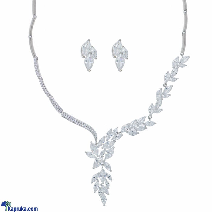 Stone N String Cubic Zirconia Necklace With Cubic Zirconia Earrings Online at Kapruka | Product# stoneNS0369