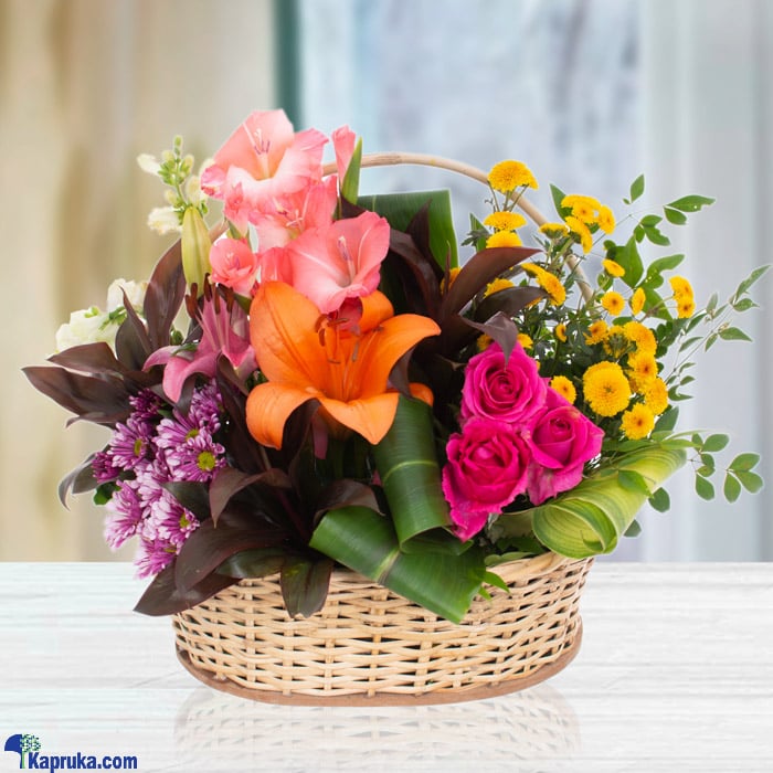 Divine Basket Of Roses And Lilies Online at Kapruka | Product# flowers00T1271