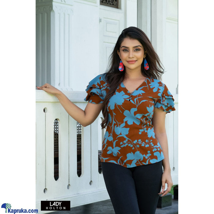 Four Sleeve V Neck Top Brown PT08ZL0001 Online at Kapruka | Product# clothing03752