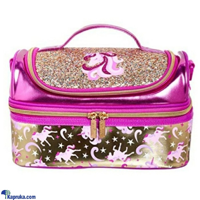 Smiggle Gold Kids School Double Decker Lunchbox For Girls And Boys With Carry Handle And Dual Compartments - Unicorn Print Online at Kapruka | Product# childrenP0738