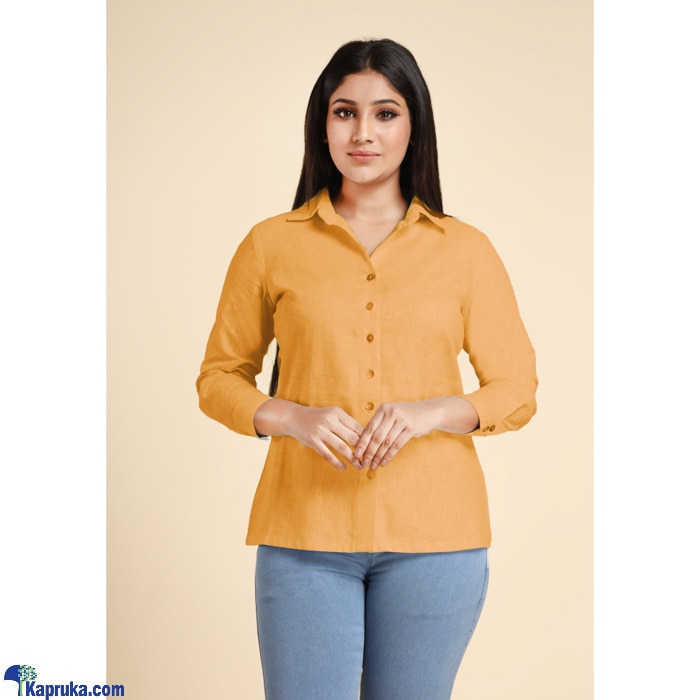Linen Shirt Blouse Amber (yellow Orange) Online at Kapruka | Product# clothing03808