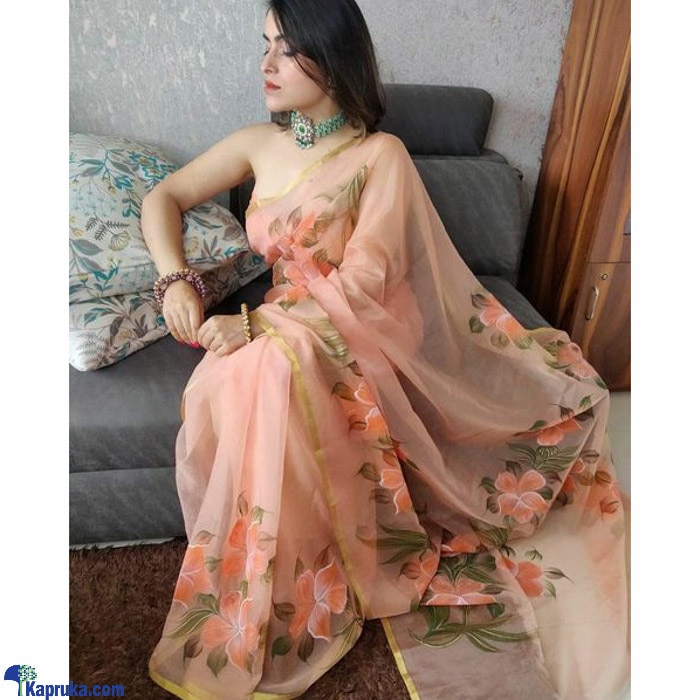 Orange Premium Crystal Organza Saree Online at Kapruka | Product# clothing03854