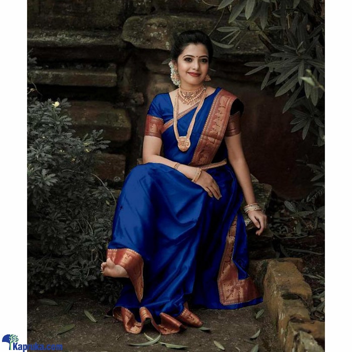 Blue Soft Lichi Silk Saree Online at Kapruka | Product# clothing03853