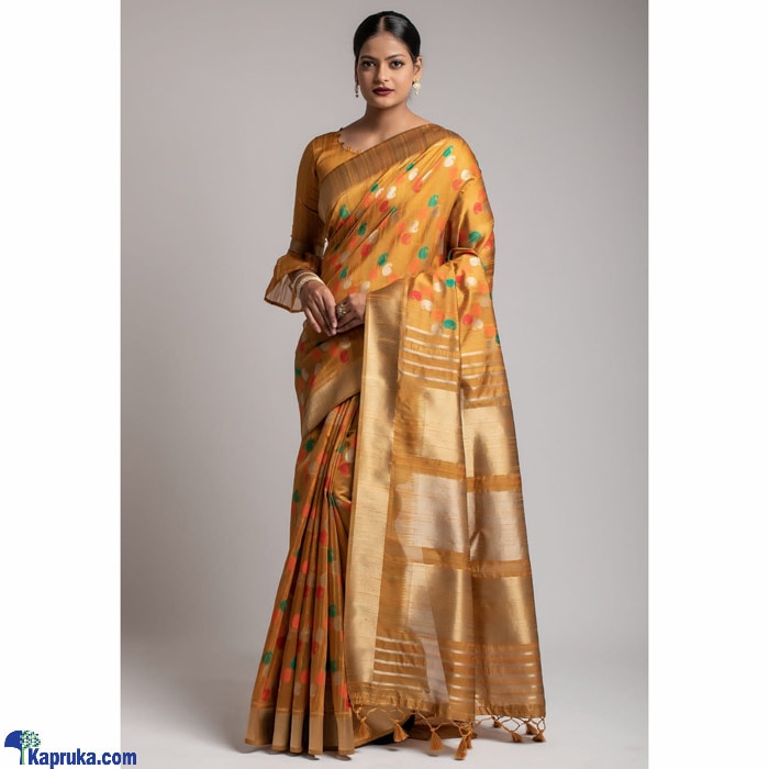 Yellow Kadampalli Tussar Silk Weaving Saree Online at Kapruka | Product# clothing03871