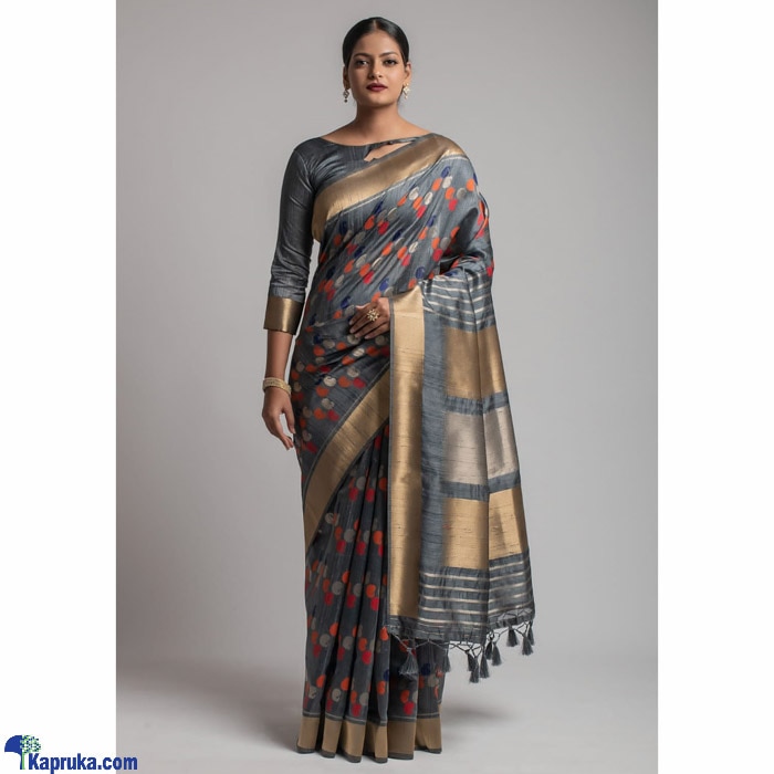 Grey Kadampalli Tussar Silk Weaving Saree Online at Kapruka | Product# clothing03843