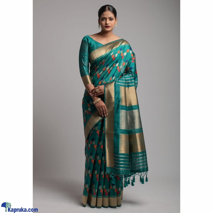 Green Kadampalli Tussar Silk Weaving Saree Online at Kapruka | Product# clothing03845