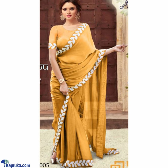Yellow Vichitra Silk Saree Online at Kapruka | Product# clothing03848