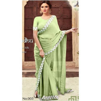 Green Vichitra Silk Saree Online at Kapruka | Product# clothing03849