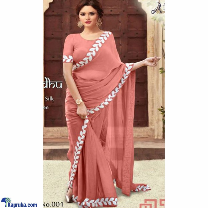 Orange Mix Pink Vichitra Silk Saree Online at Kapruka | Product# clothing03851