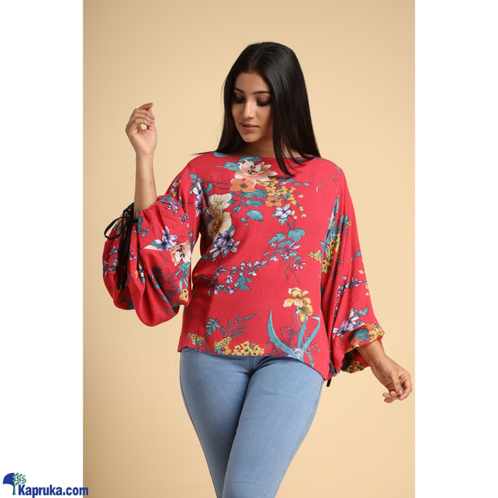 Printed Cheesecloth Top With Puff Sleeves Online at Kapruka | Product# clothing03930