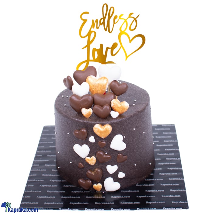 Endless Love Chocolate Cake With Golden Hearts Online at Kapruka | Product# cake00KA001275