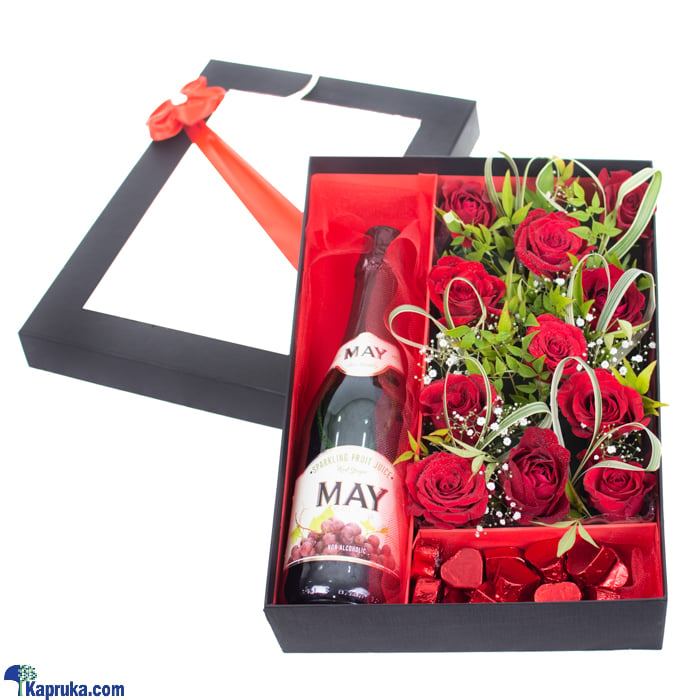 Make Me Blush Floral Arrangement With 10 Red Roses, Java Heart Chocolates Online at Kapruka | Product# flowers00T1282