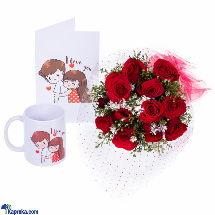 Never Seen Before I Love You Greeting Card,mug With 12 Red Roses Boquet Online at Kapruka | Product# flowers00T1286