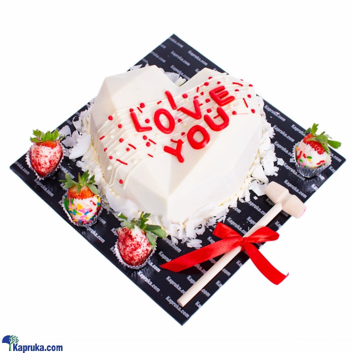 Explosion Of Love Breakable Heart With Mistry Gift And Dipped Berries Online at Kapruka | Product# cake00KA001283