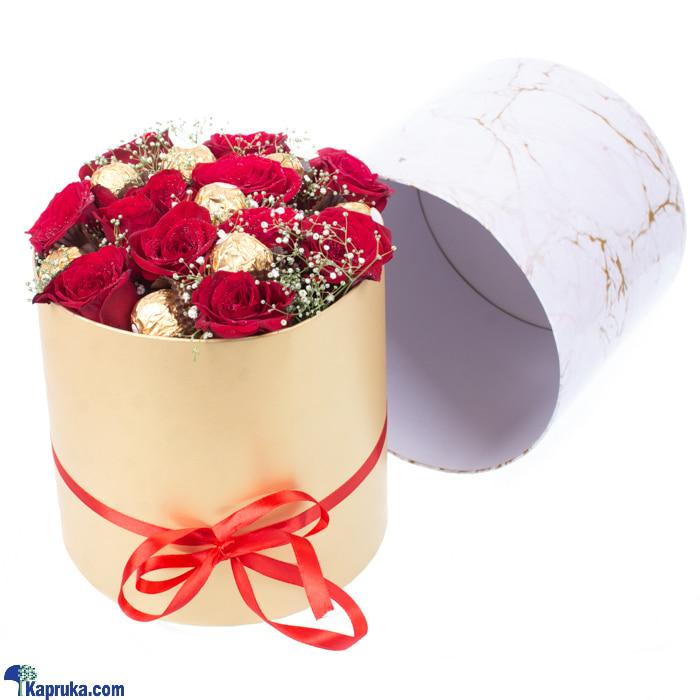 Abundant Love Flower Arrangement With 12 Red Roses And 8 Ferrero Rocher's Chocolates Online at Kapruka | Product# flowers00T1292