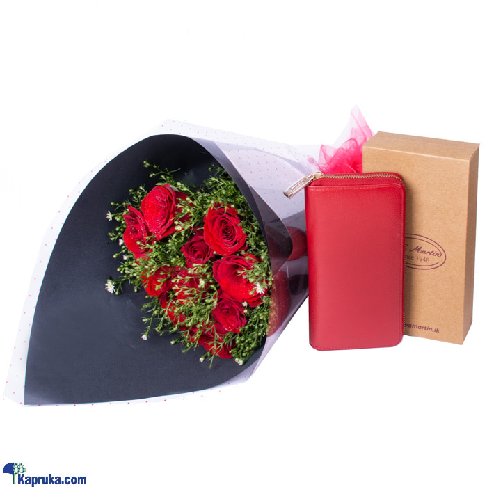 Let's Stay Together 12 Red Roses Bunch With P.G Martin Wallet Online at Kapruka | Product# flowers00T1296