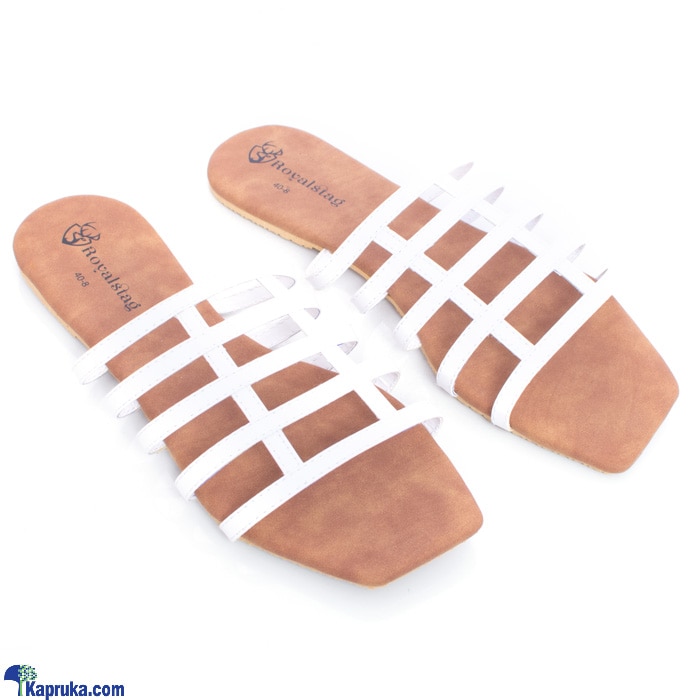 Front Squard White Colour Strapped Ladies Slider - Casual Wear For Women, Fashion Ladies Slippers -Size 36 Online at Kapruka | Product# fashion002534_TC1