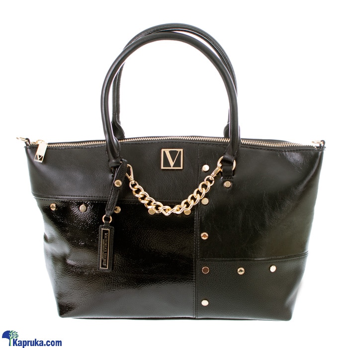 Victoria's Secret Ladies Fashion Bag - Top Handle Black Bag With Gold Elements Online at Kapruka | Product# fashion002500