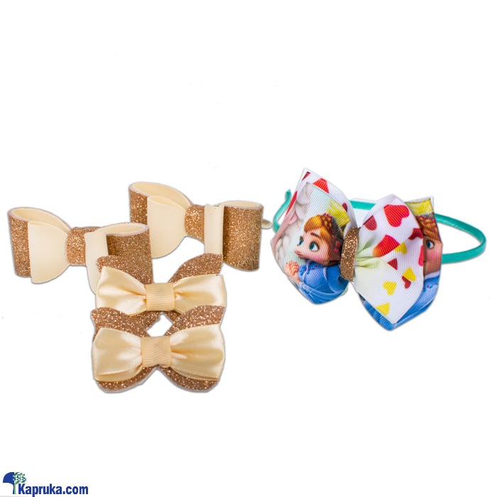 Cute Baby Girls Gift Box - Gold Bow Hair Bands And Hair Clips - Party Hair Accessories Online at Kapruka | Product# fashion002508