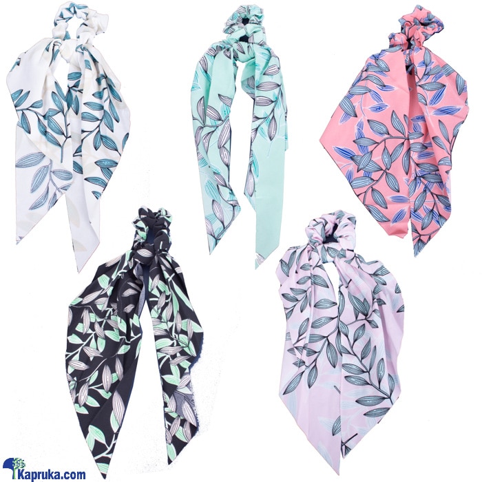 Floral Hair Ribbon Ties, Scrunchie Ponytail With Tail Floral Printed Long Bow Knotted Fashion For Girls Online at Kapruka | Product# fashion002520