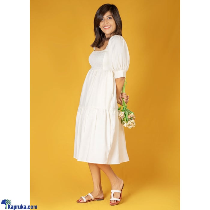 Ran Menike Smocked Dress- Ivory JCSL 22 Online at Kapruka | Product# clothing05028