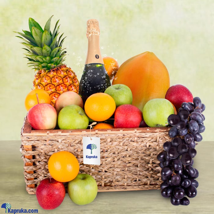 Fresh Fruit And Wine Basket Online at Kapruka | Product# fruits00172