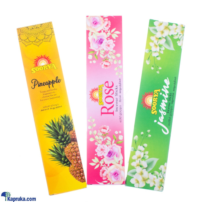 Soorya Incense Sticks 03 Pack. ( Pineapple ,jasmin , Rose ) Online at Kapruka | Product# grocery002432
